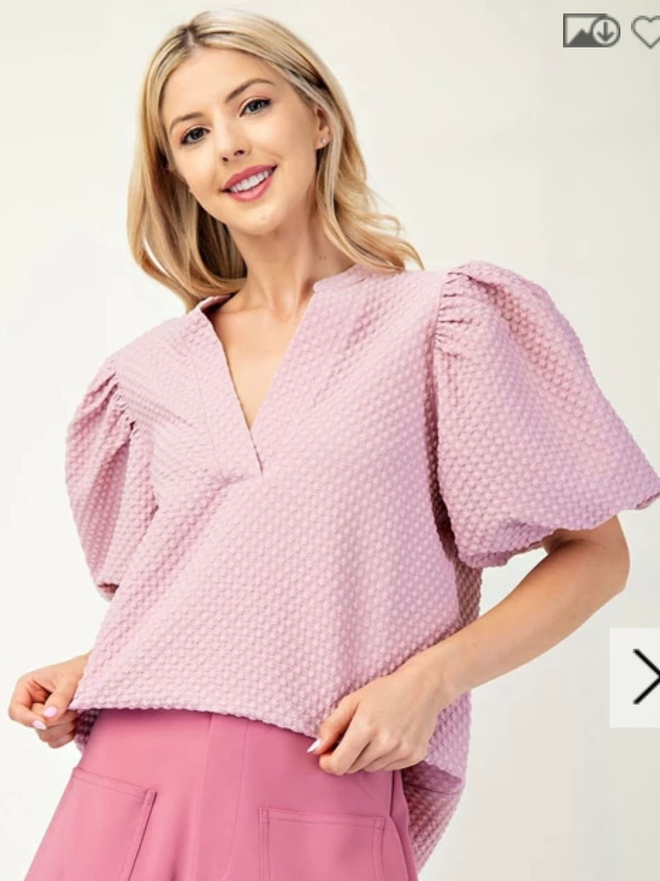 Glam V-Neck Puff Sleeve