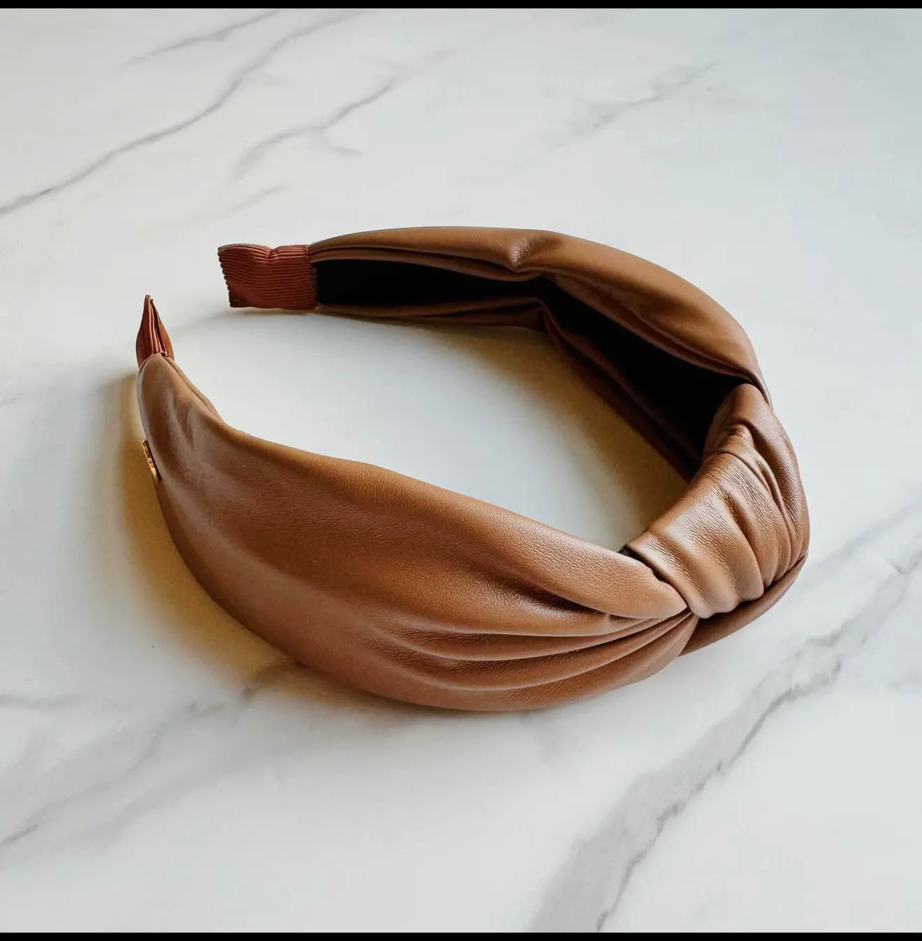 Brown Leather Knotted Headband