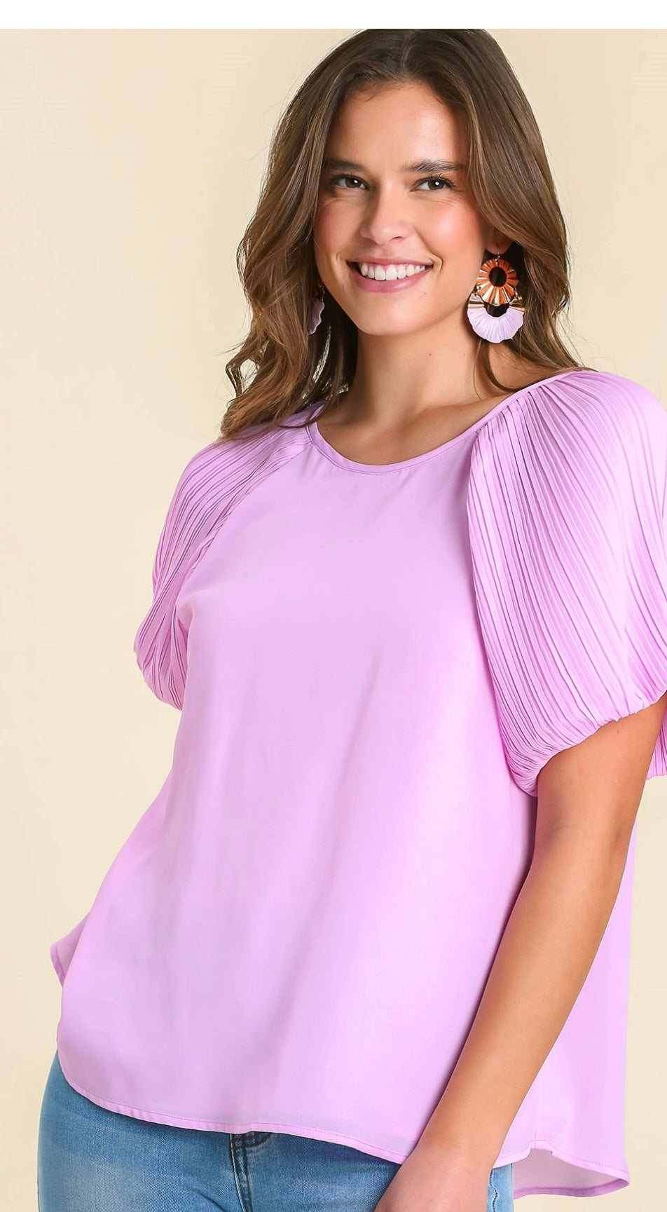 Lavender Balloon Sleeve Top