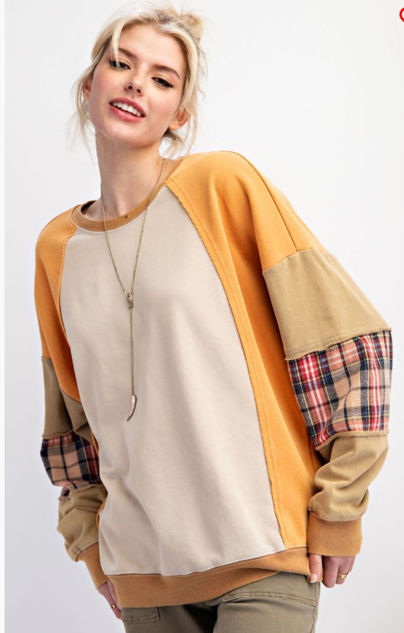 Color Block Terry Pullover