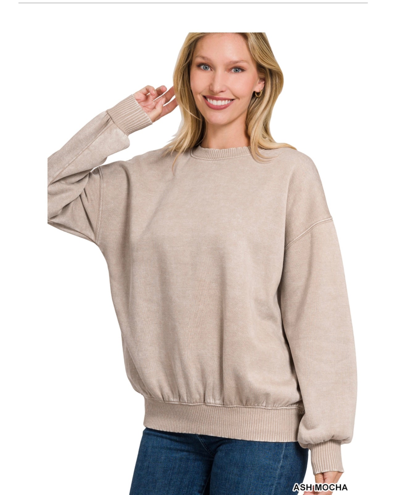 Zenana Acid Wash Fleece Oversized Pullover