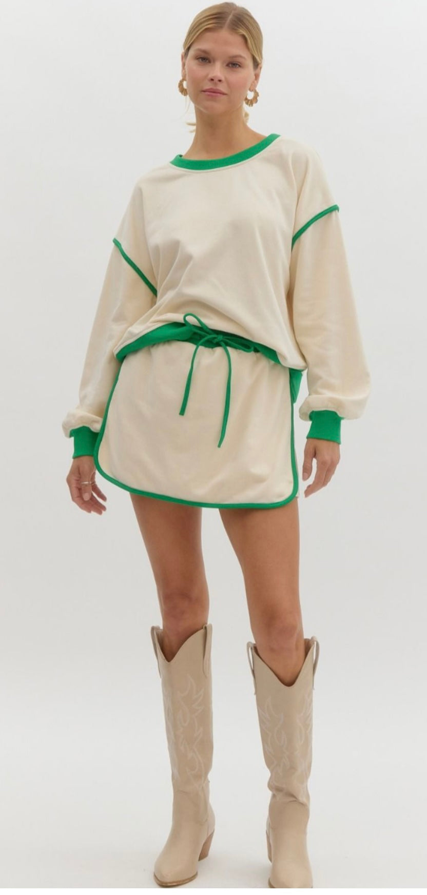 Ecru Long Sleeve Pullover Set