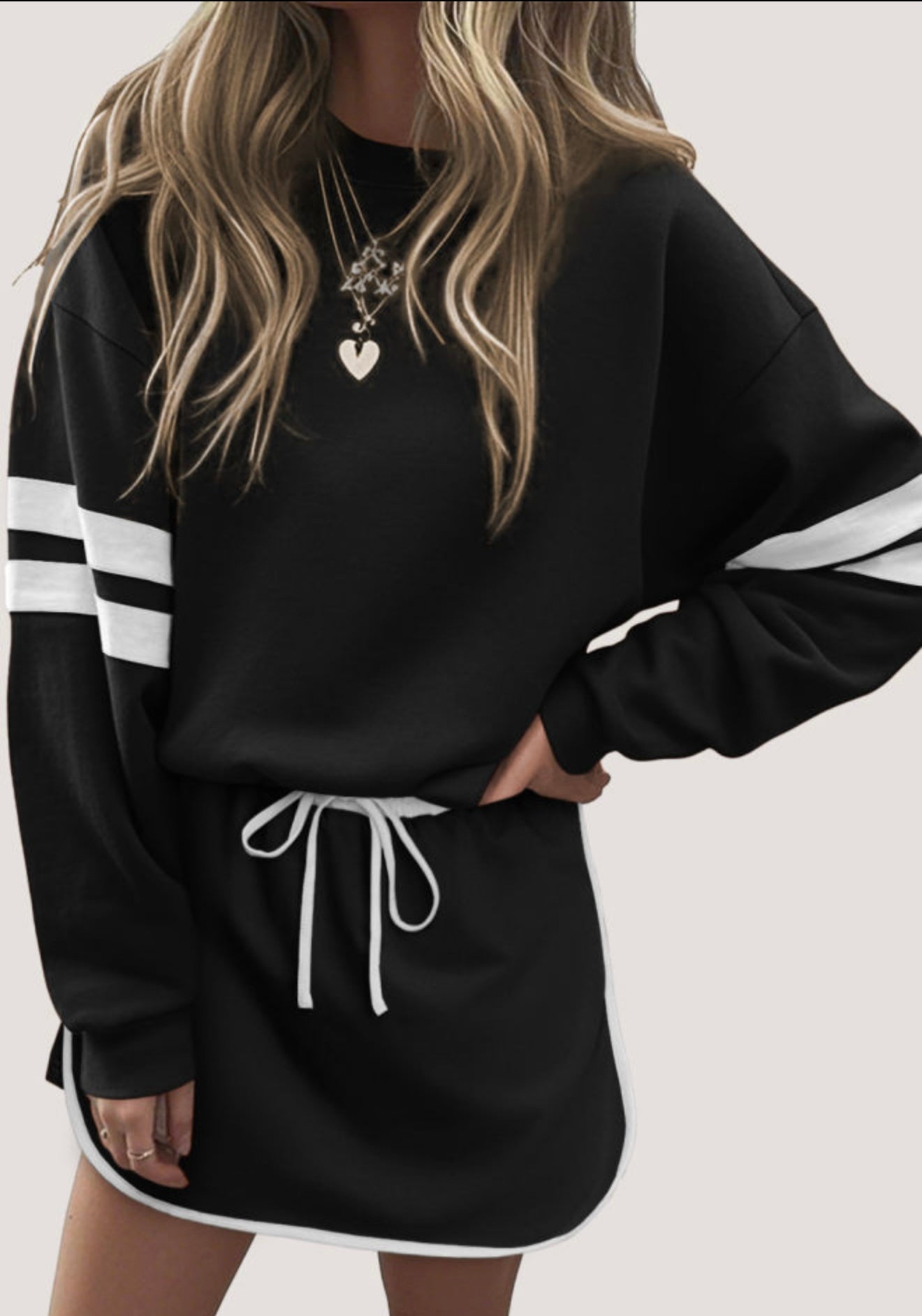 Red or Black Varsity Skirt Set