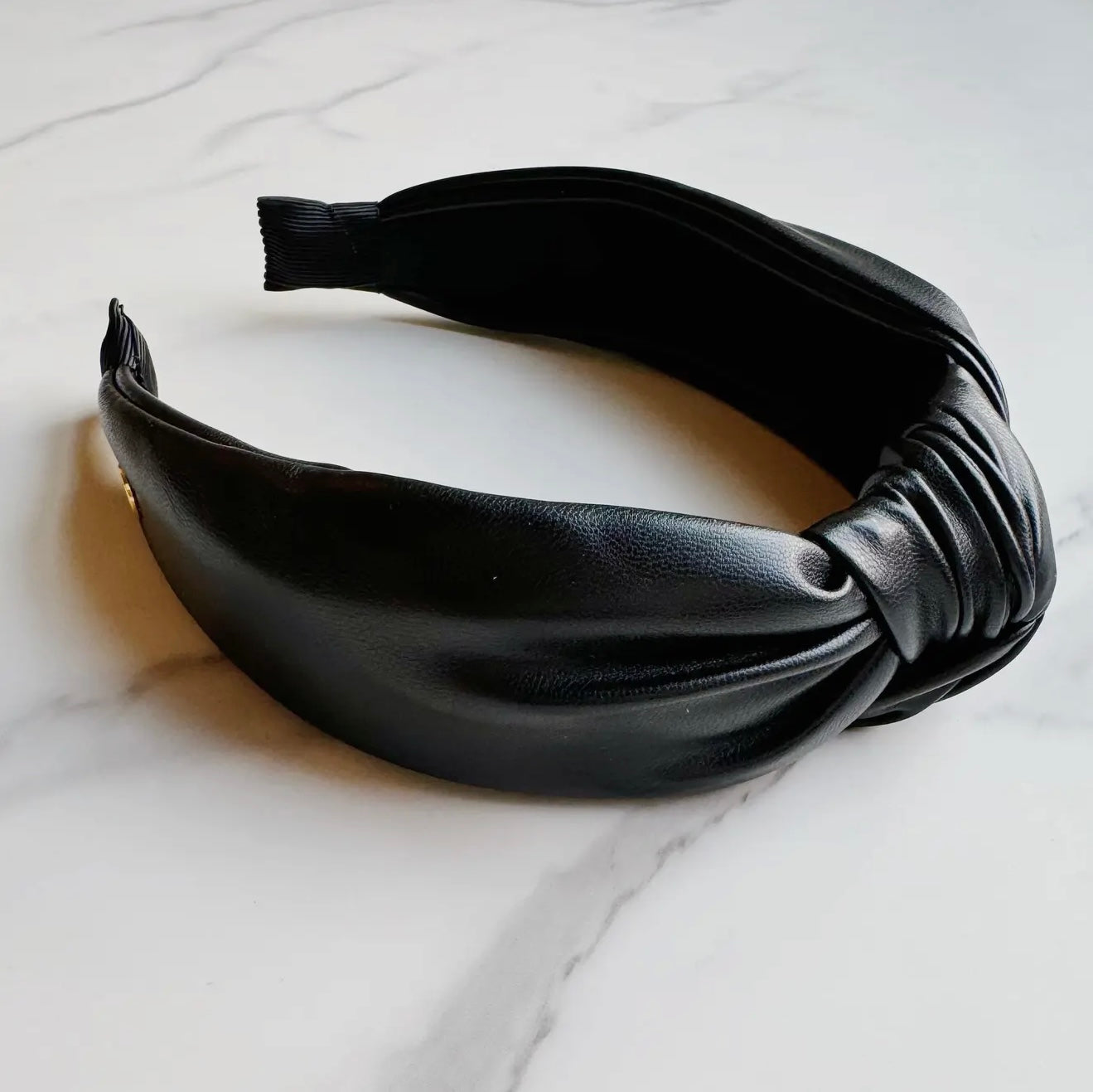 Black Leather Knotted Headband