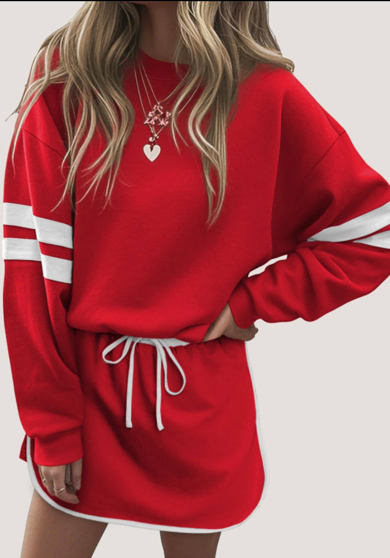 Red or Black Varsity Skirt Set