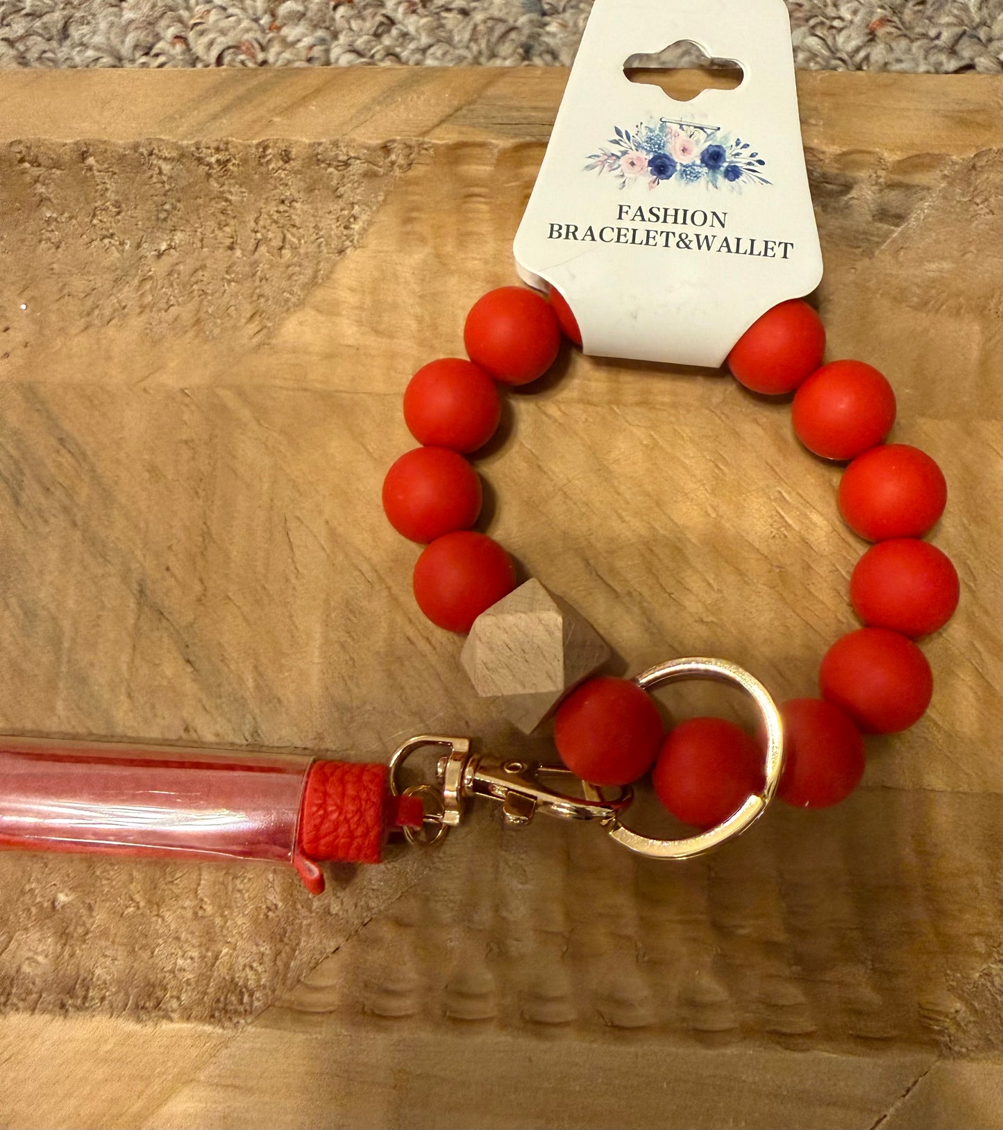 Red Beaded Keychain