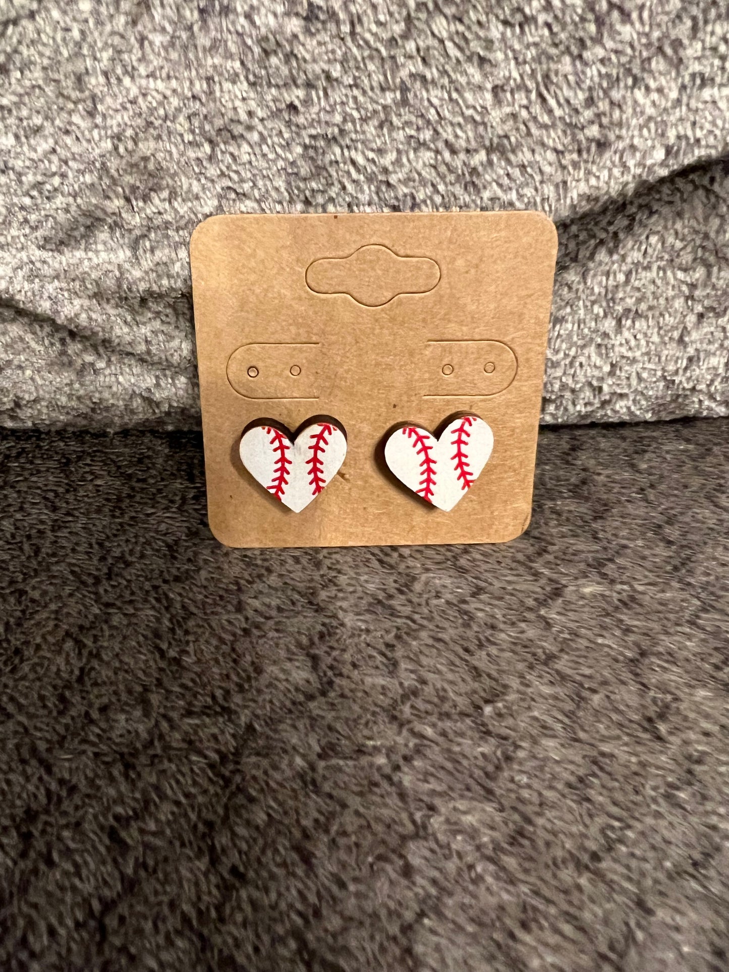 Baseball Heart Stud