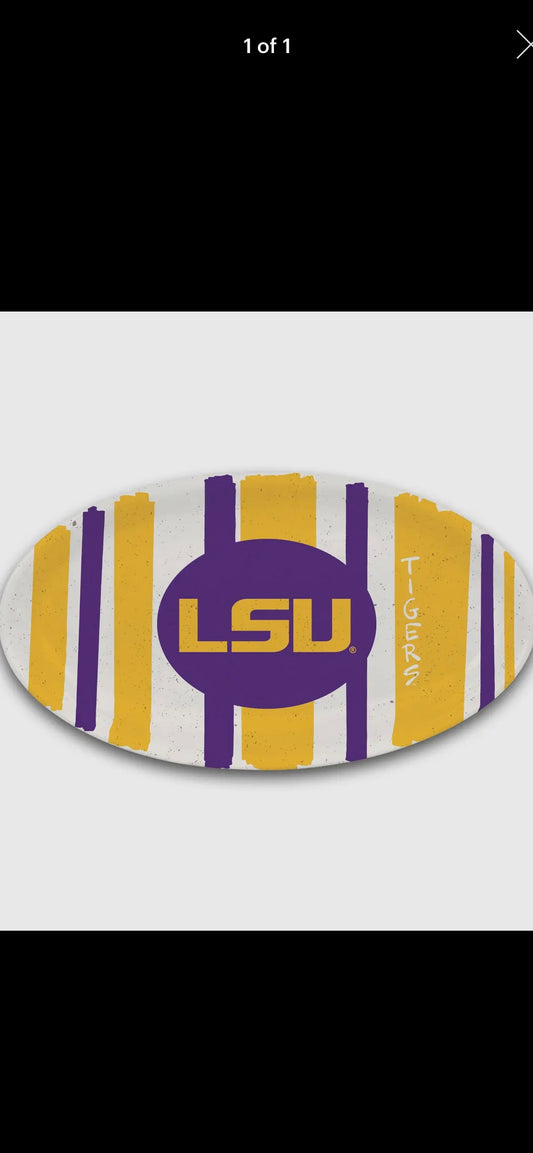 LSU 12” Oval Striped Platter