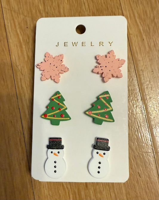 3 pk snowflake, tree, snowman