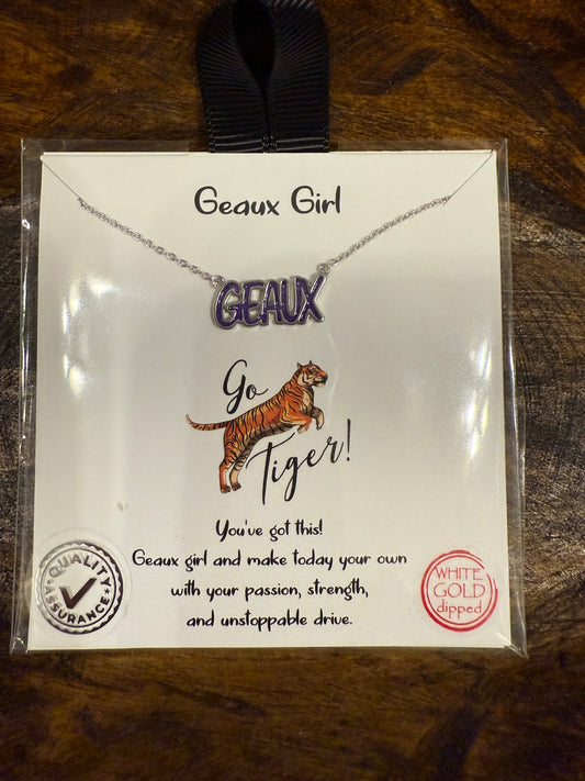 GEAUX Girl Silver Necklace