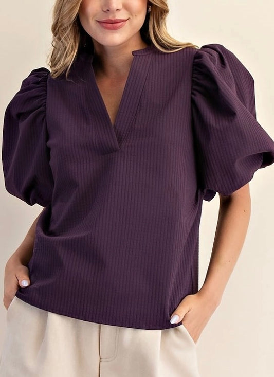 V-Neck Puff Sleeve Top