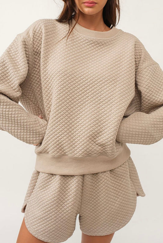 Quilted Long Sleeve Short Set