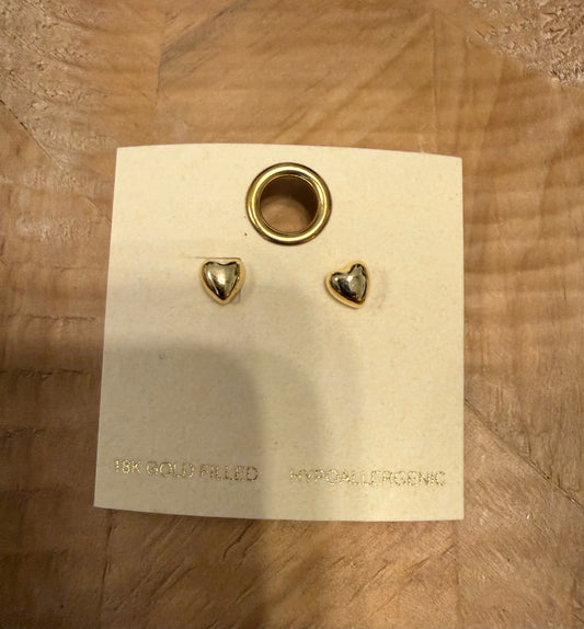 Bubbly Heart Gold Studs
