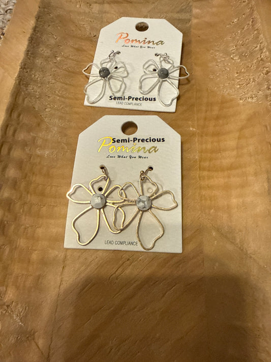 Silver or Gold Flower Dangle