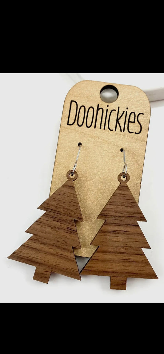 2” Wood Christmas Tree Dangles