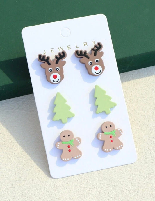 3 pk Reindeer, Tree, Gingerbread