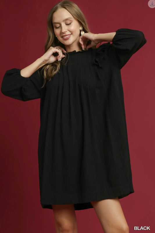 Ruffle Shoulder Babydoll Dress