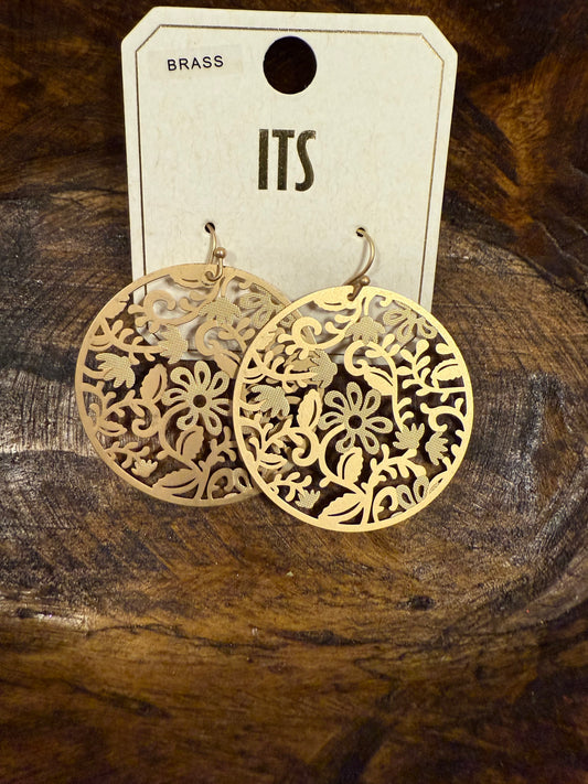 Brass Flower Swirl Dangle