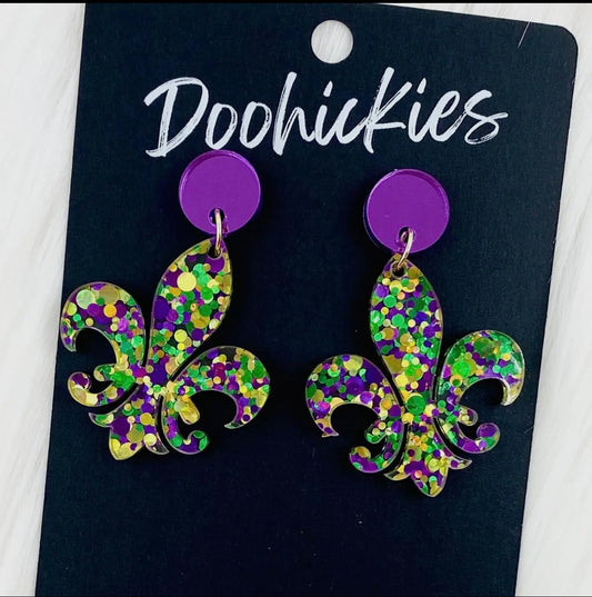 Fleur de Lis Mardi Gras Dangles