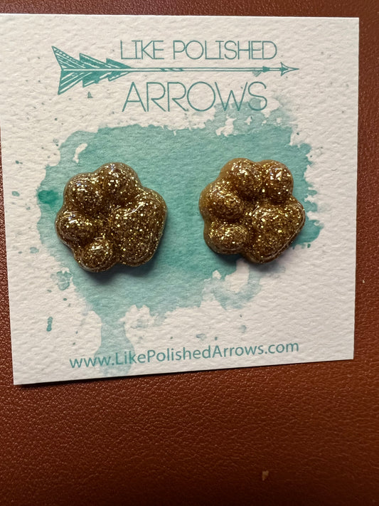 Gold Paw Print Studs