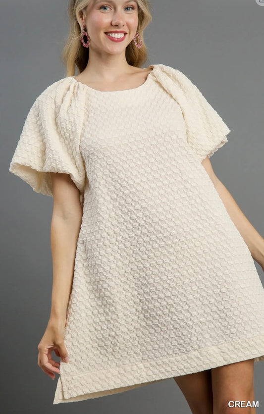 Cream Round Neck Dress