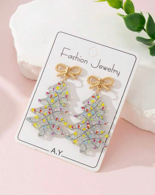 Christmas Tree Glowing Colorful Lights Dangle