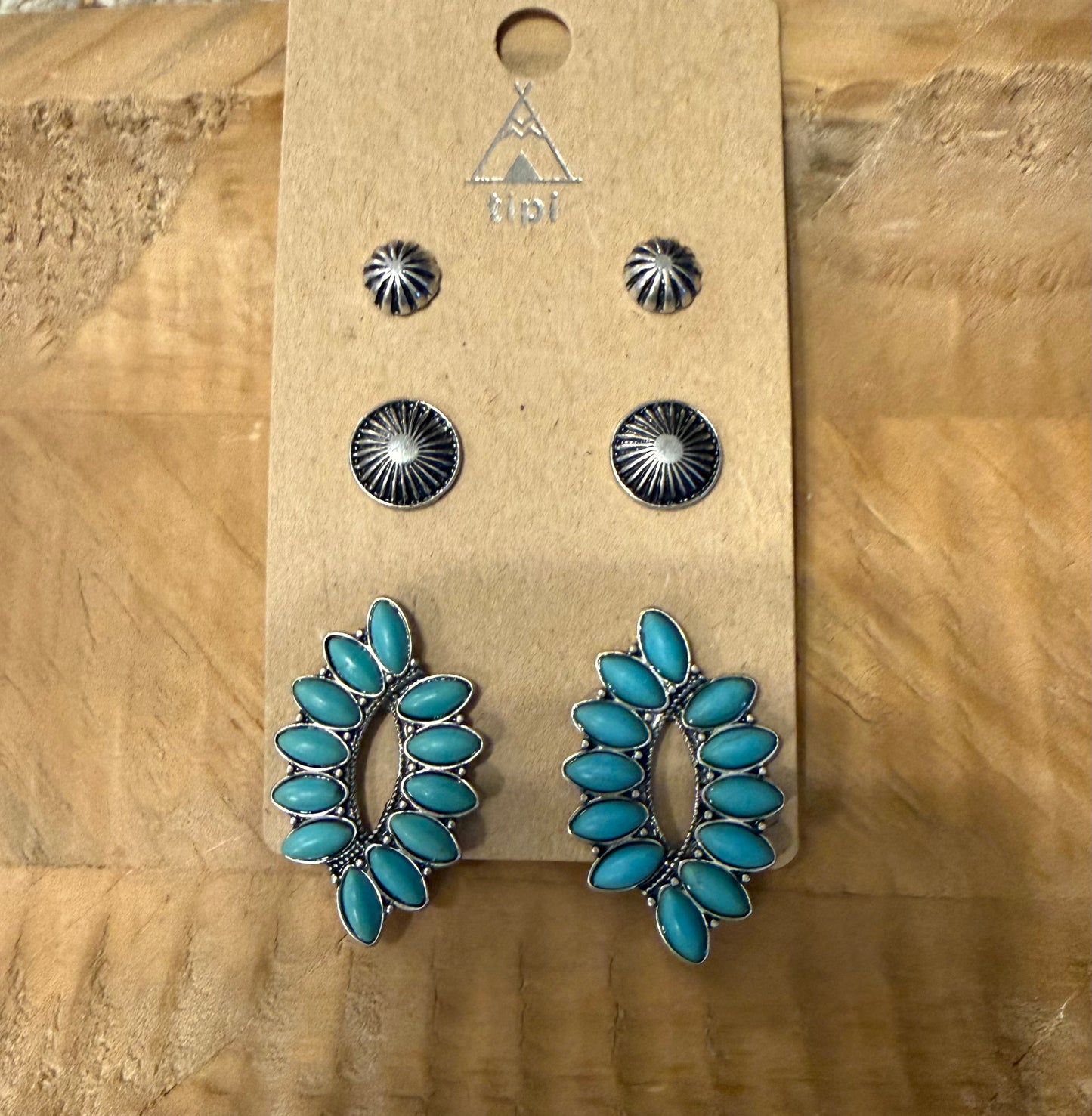 3 pk Stud/Turquoise Dangle
