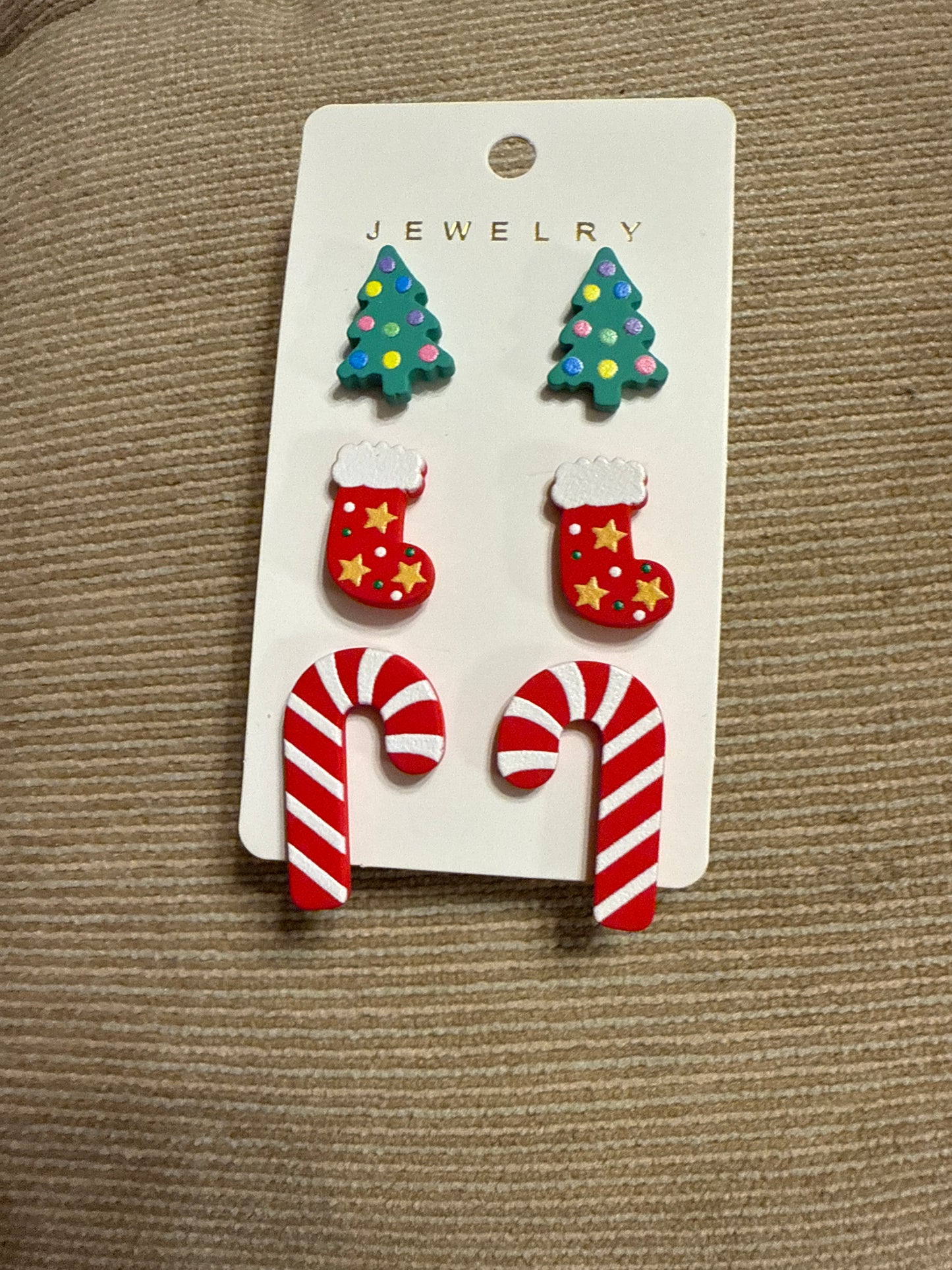 3 pk tree, stocking, candy cane