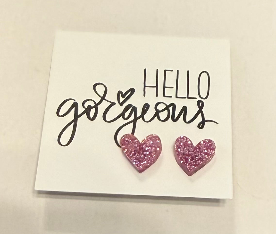 Hello Gorgeous Heart Stud