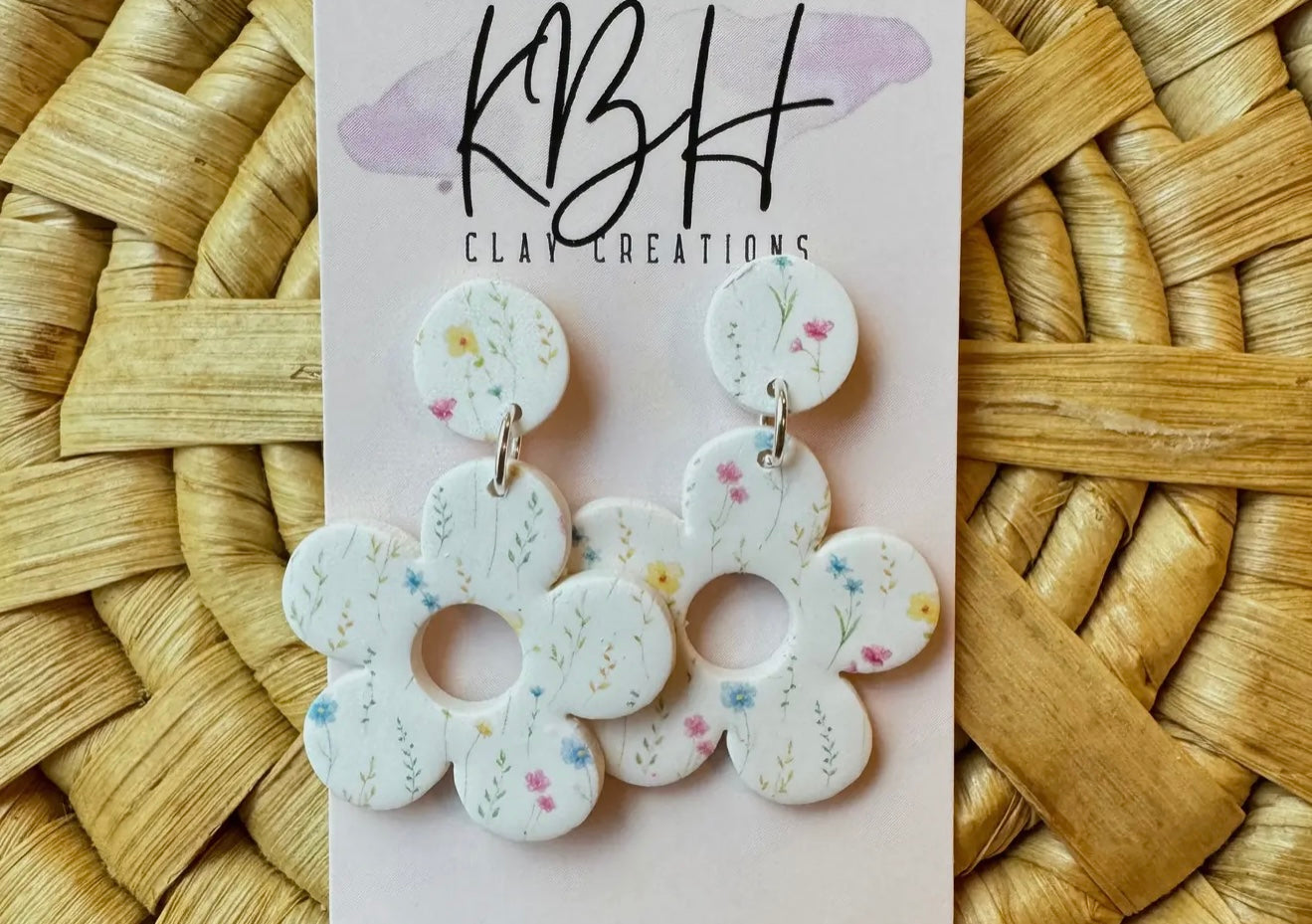 White Floral Flower Dangle