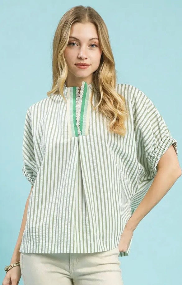 Umgee Striped Lace Top