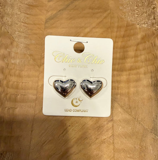 Puffy Gold or Silver Stud