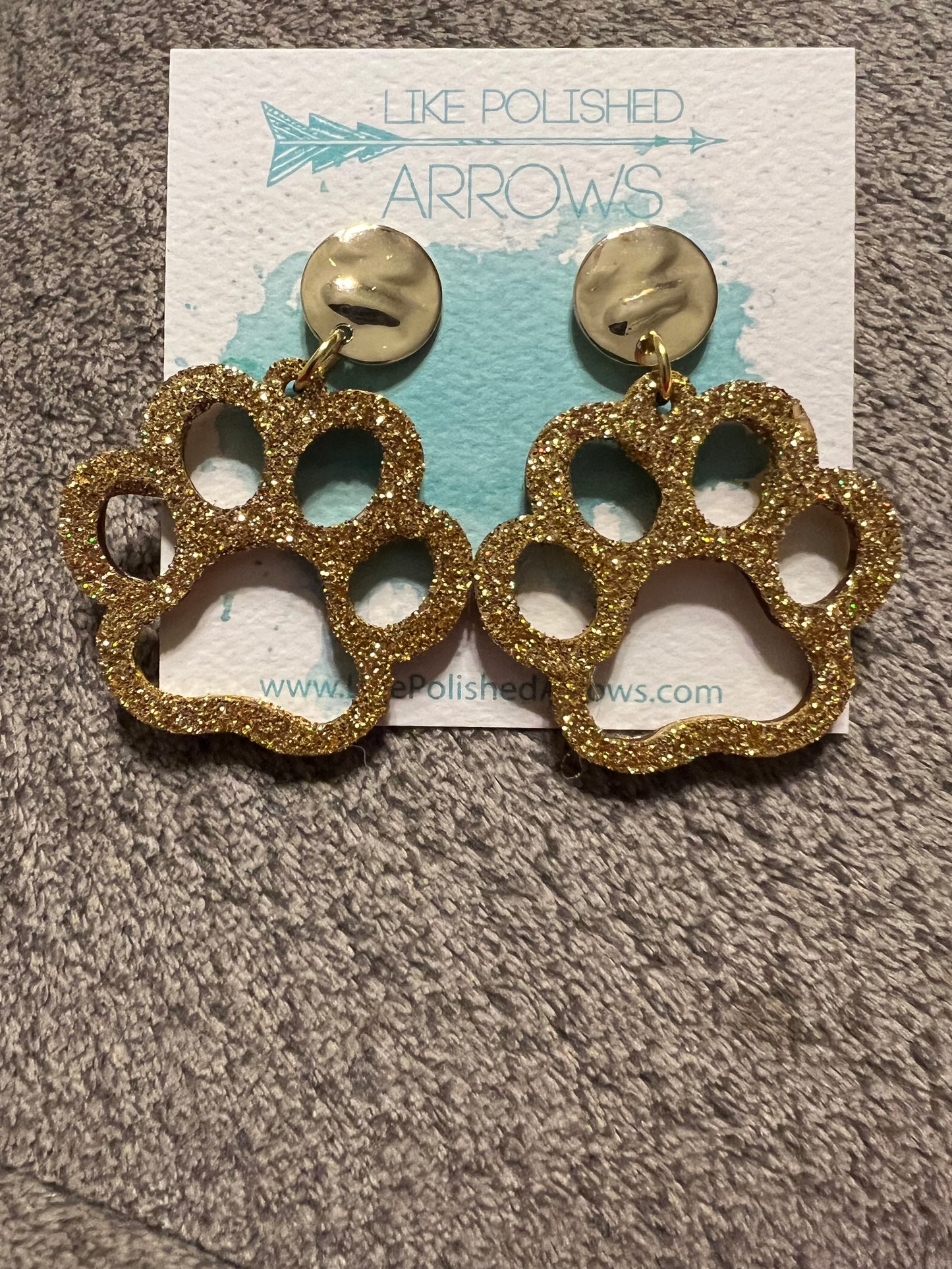 Wooden Paw Print Earrings