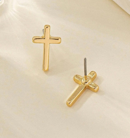 Gold or Silver Cross Studs