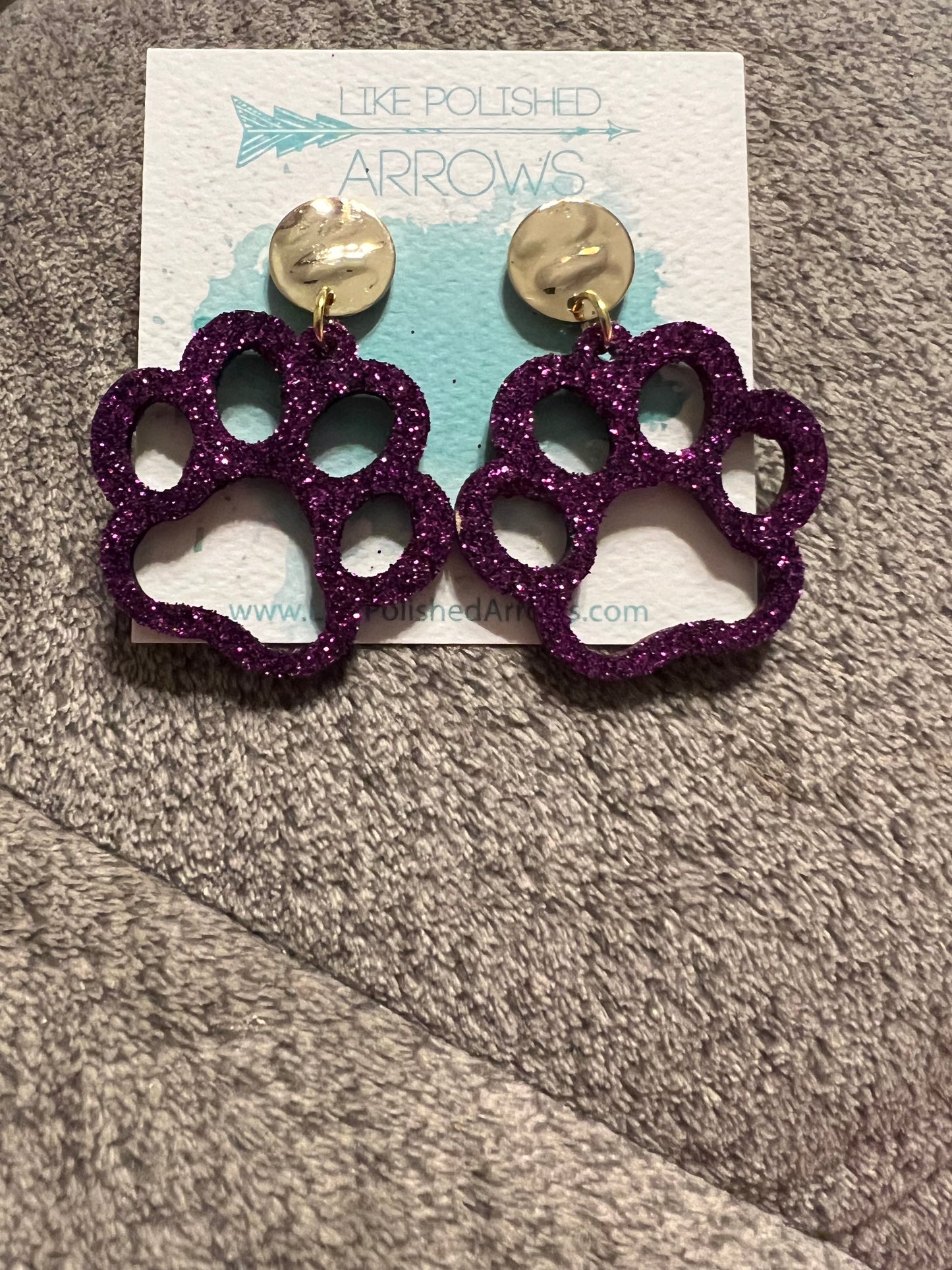 Wooden Paw Print Earrings