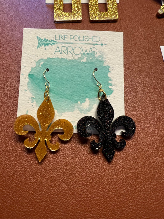 Fleur de Lis Glitter Resin Dangle