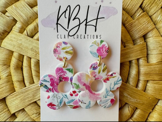 Pink Floral Flower Dangle