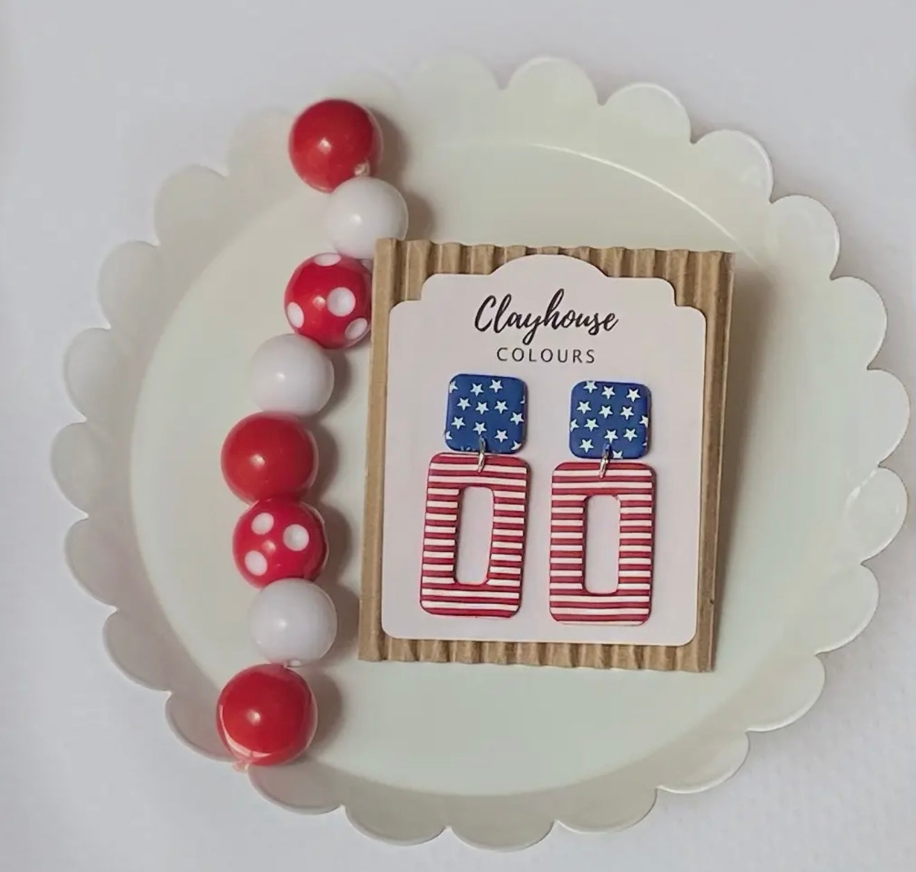 Red, White, & Blue Square Dangles