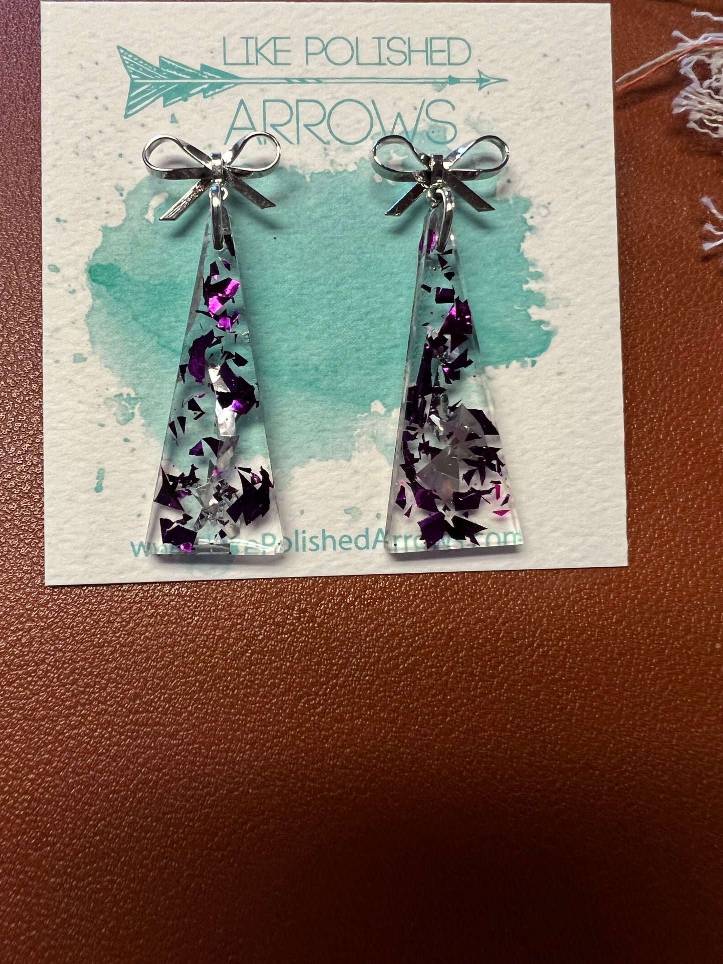 Purple/Silver Bow Dangle