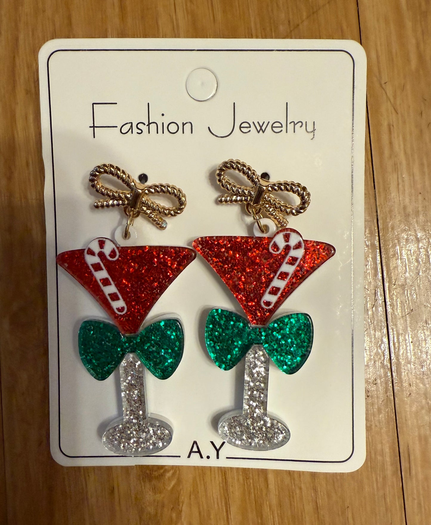 Glass with Bow and Cane Dangle