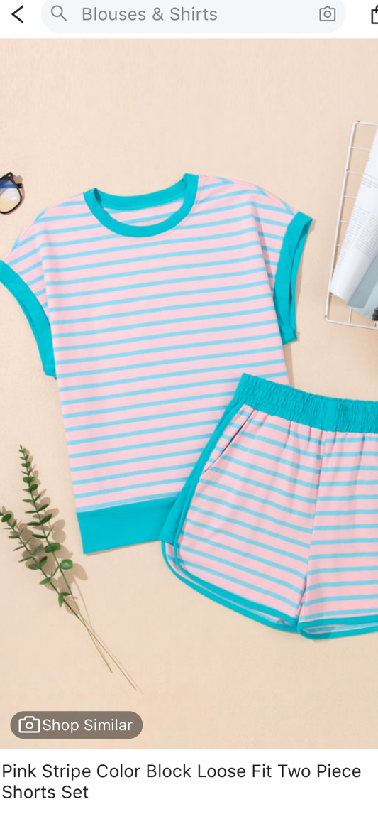 Pink Stripe Short Set