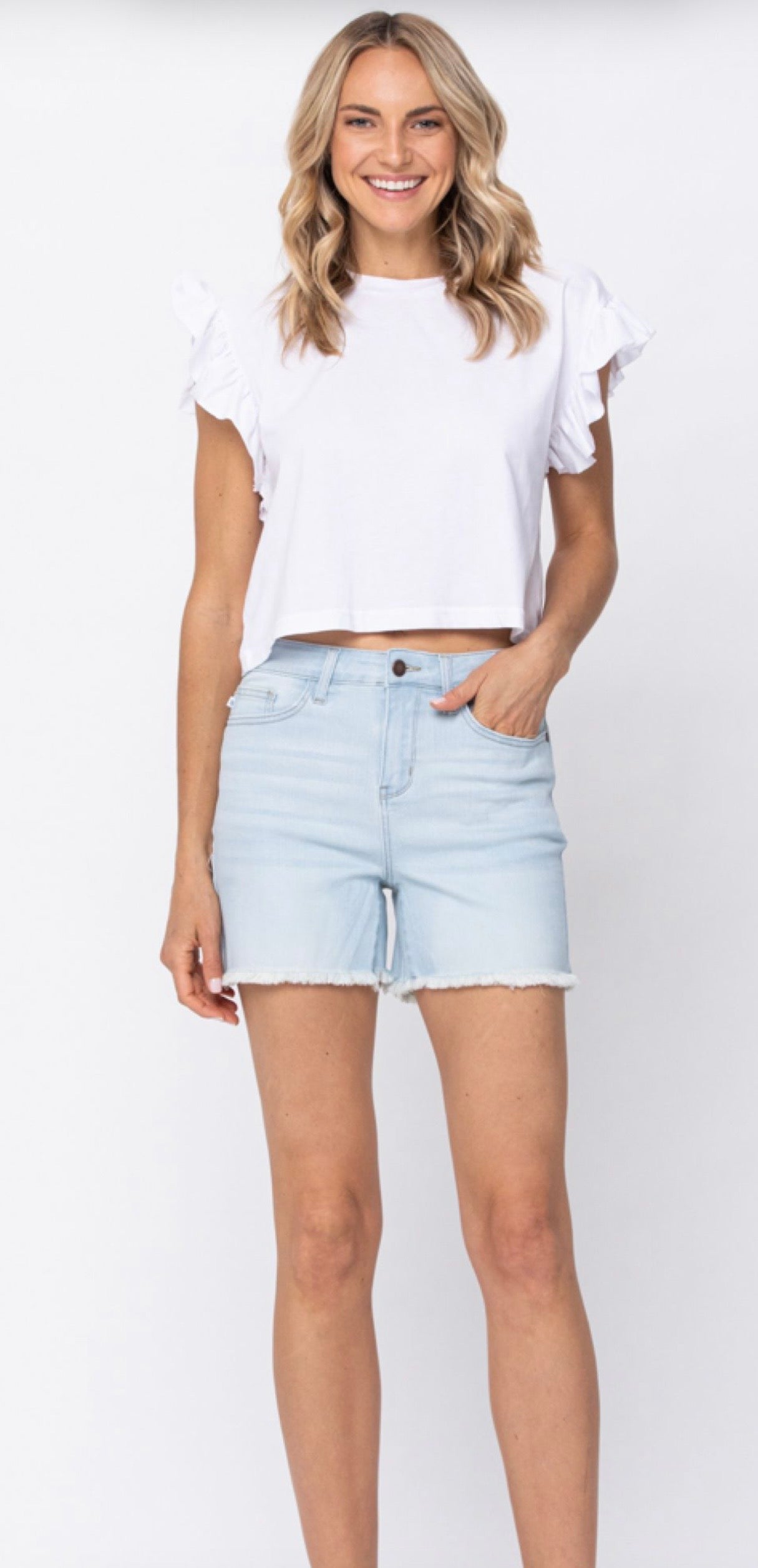 Judy Blue High Waist Bleach Light Cut-Off Shorts