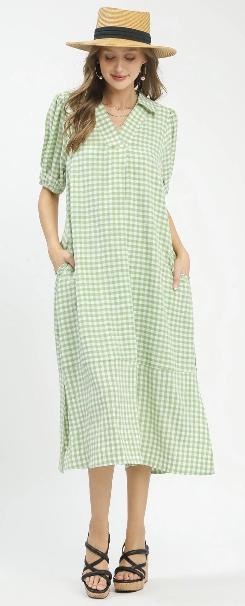 Umgee Gingham Midi Dress