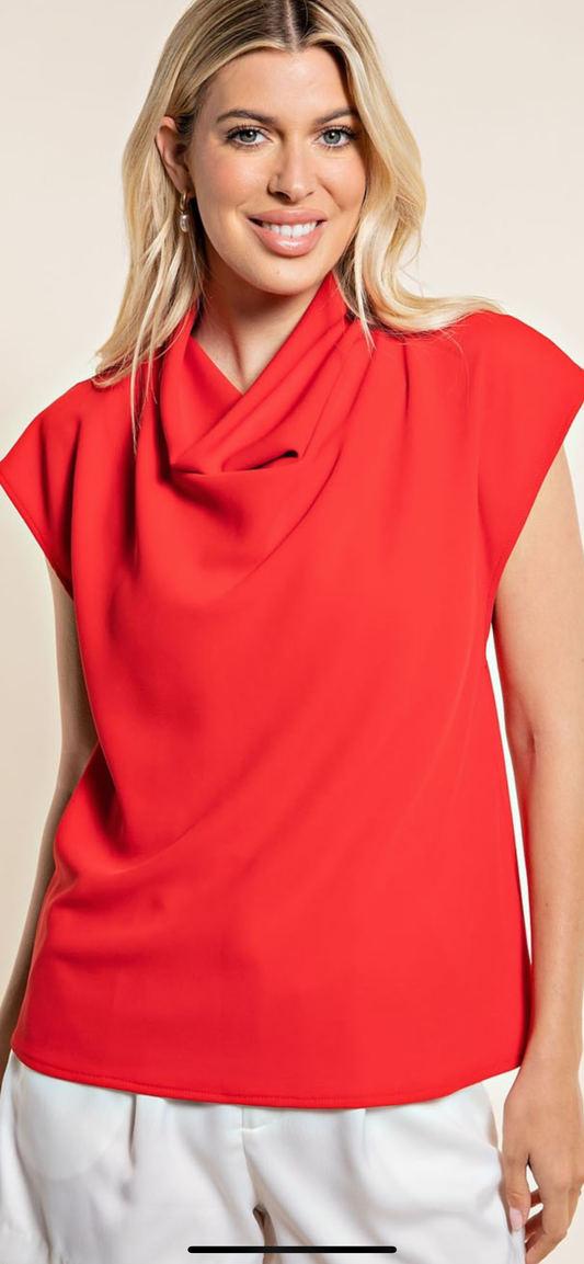 Cowl Neck Cap Sleeve Top