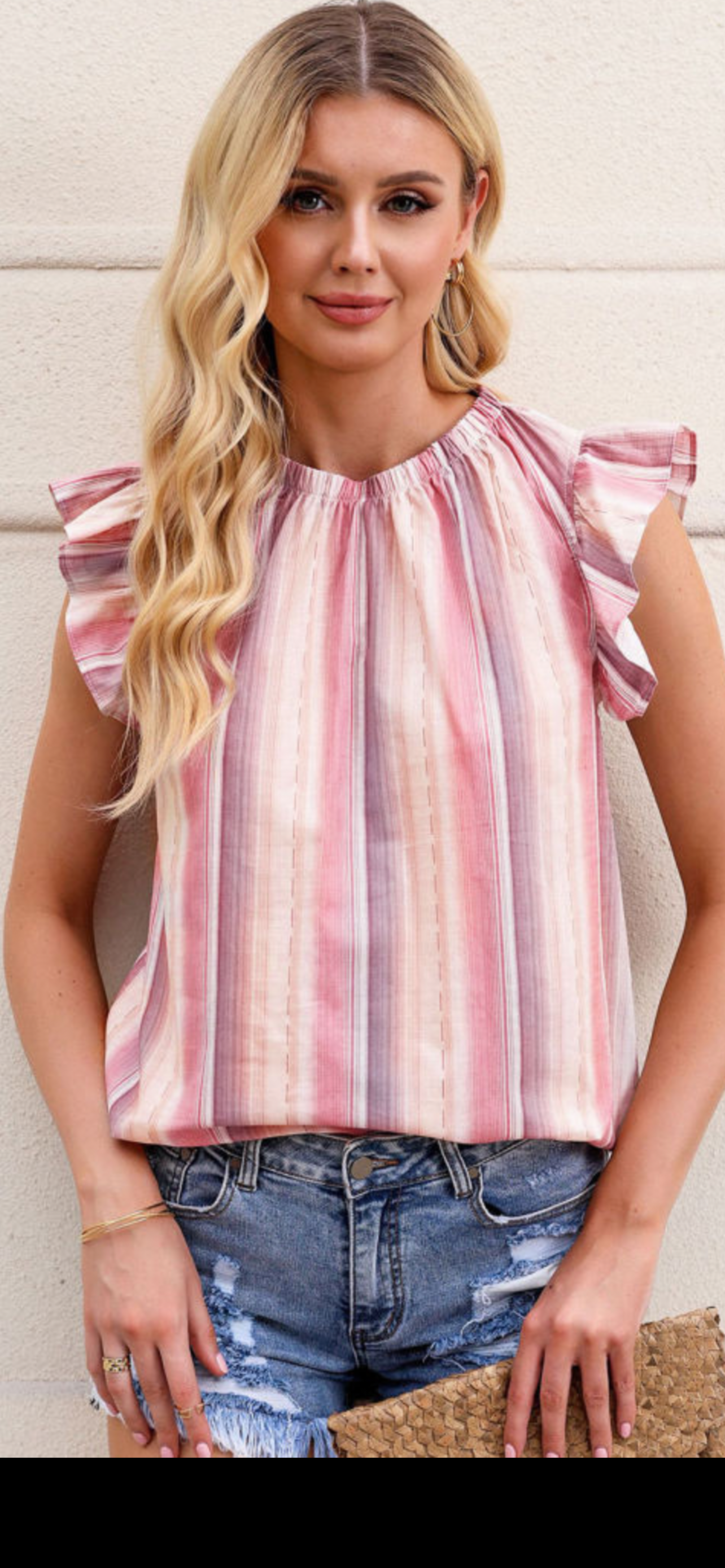 Pink Striped Print Blouse