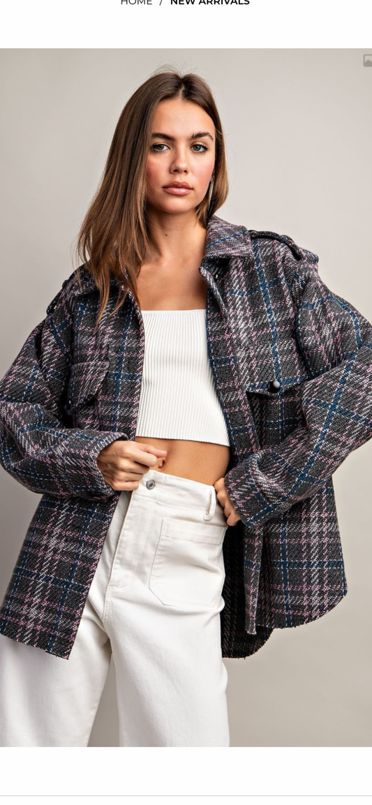 Plaid Button Down Shacket