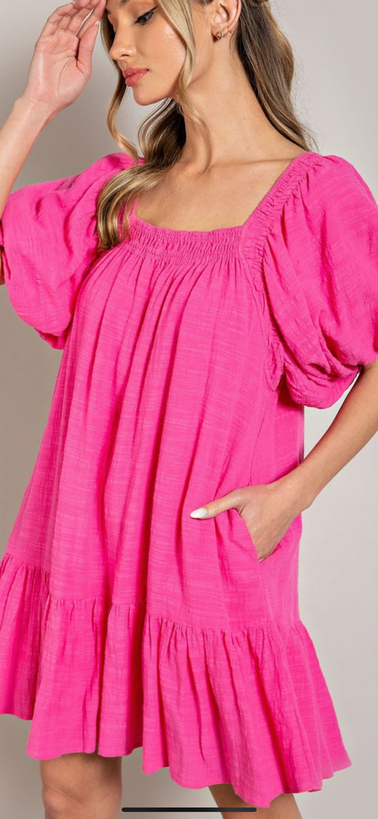Puff Sleeve Mini Dress