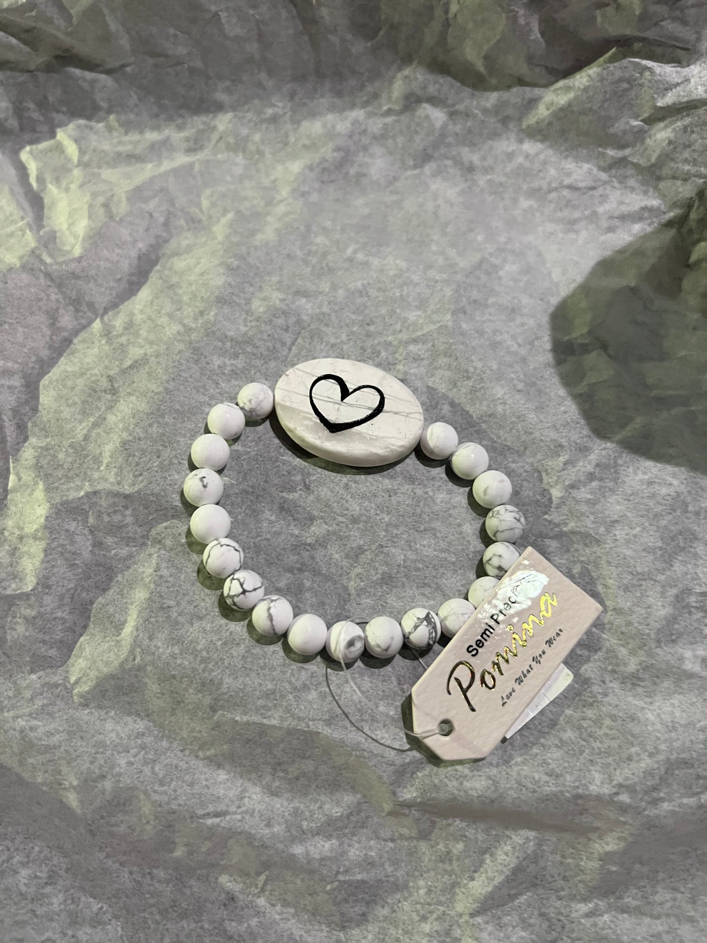 White/Marble Heart Bracelet