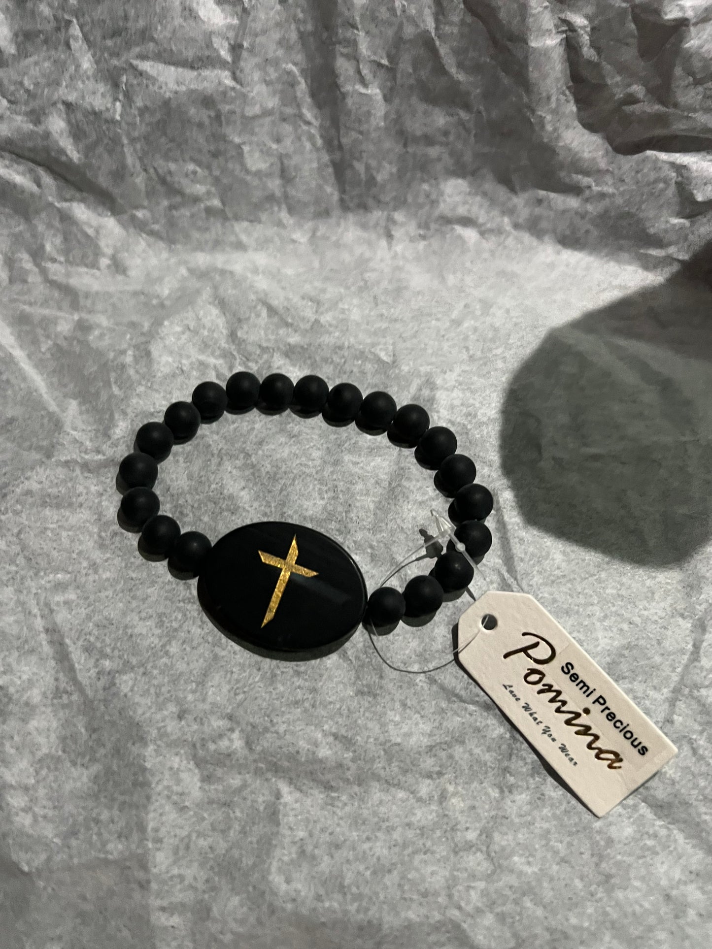 Black/Gold Cross Bracelet